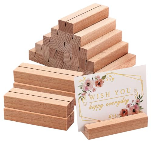 Luxshiny Holzfuß Für Tischkarten 20 Stück Stabiler Tischkartenhalter Aus Holz Für Menükarten Postkarten Visitenkarten Und Fotos Vielseitiger Kartenständer Für Hochzeiten Und Partys 3.15X0.98X0.59 Zoll