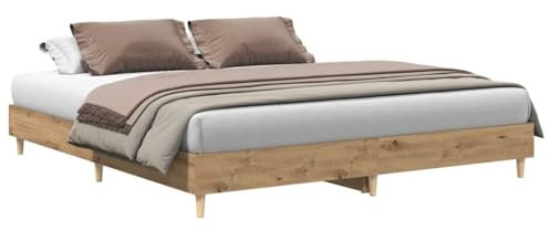 vidaXL Sängram utan madrass hantverksmässig ek 160x200cm, sovrumsmöbler, sängbotten, dubbelsäng, säng, sängbotten, panelsäng, plattformssäng