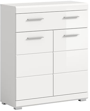 xonox.home Bad Scout X06A9703 Standschrank Badschrank Schrank in weiß Nachbildung und weiß Hochglanz tiefzieh, ca. B/H/T: 74x88x31 cm