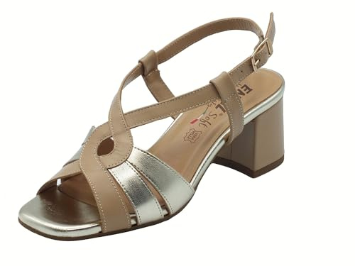 ENVAL SOFT 7773811 Capra Nappata Beige Sandali Confort per Donna in Pelle e Vernice Tacco Alto (Taglia 37)