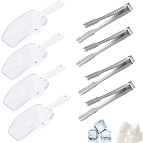 8Pcs Sweet Scoops and Ice Scoop, Sugar Cube Tongs, Scoops for Food, Sweet Tongs for Pick Mix Suitable for Wedding Birthday Anniversary Party Kitchen Bar for Sweet Dessert Buffet Coffee Ice Cream