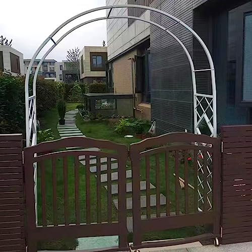 Arche de jardin en métal pour roses grimpantes - 200 cm x 250 cm - Noir et blanc - Treillage en fer forgé durable - Décoration de jardin - Parfait pour les événements et les célébrations