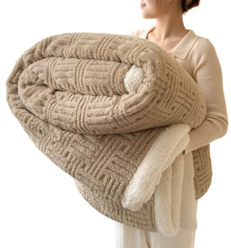 Manta Gruesa de Invierno para Cama Doble - Manta de Forro Polar de Algodón Cálida, Calentador de Cama Suave y Acogedor, Manta Gruesa de Invierno para Clima Frío, Ropa de Cama de Felpa para el Hogar