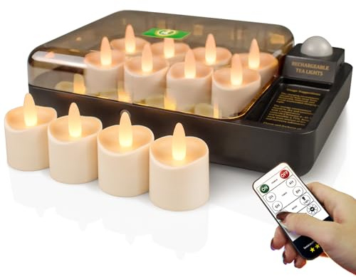HL Velas de té recargables impermeables, más de 100 horas, velas LED sin llama, velas de batería de carga magnética con control remoto, velas votivas eléctricas para el hogar, Halloween, Navidad