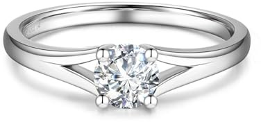 AGVANA 0.5 Carat Lab Grown Diamond 4 Prong Solitaire Ring in Sterling Silver Promise Engagement Anniversary Wedding Ring for Women (D-E Color, VS Clarity), Ring Size 7