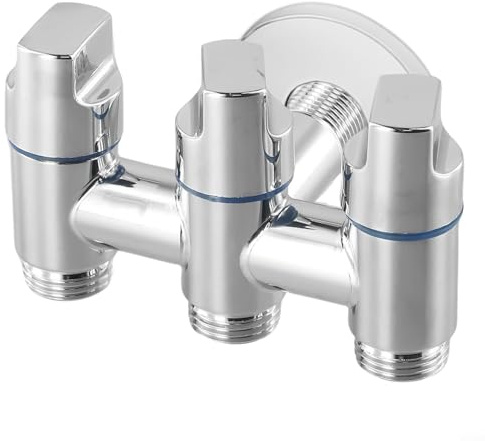 Válvula desviadora de entrada y tres salidas para control de flujo de agua con construcción de cobre resistente adecuada para varios aparatos de agua (plata)