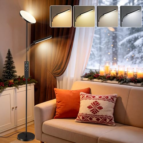Piantana lampada da terra 42W, con Luce di Lettura Flessibile, Dimmerabile LED lampada da terra, 4 Temperature di Colore, Telecomando Magnetico Per Soggiorno Letto Ufficio