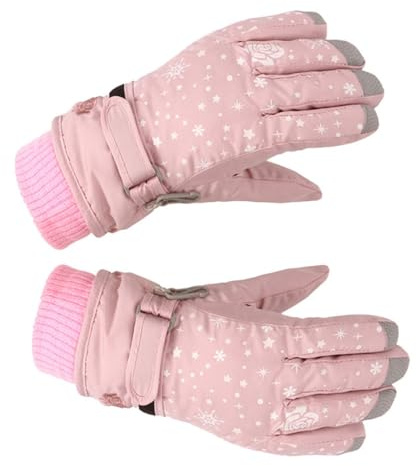 Cryfokt Skidhandskar för Flickor Vindtäta Vattentäta VintersnöHandskar för Barn 5 Finger Design Halkfri Ventilerande Snowboardhandskar för Pulka Cykling Kallt Väder Varma Handskar
