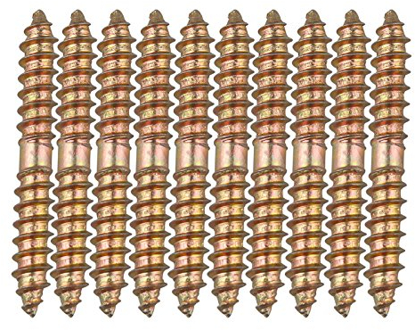 HALJIA 10 boulons de fixation pour meuble Cheville - M6 x 50 MM à tête double extrémité - Bois à bois