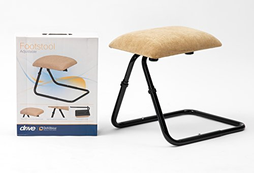 Drive Devilbiss Verstellbarer Fußhocker, Chenille-Stoff, Beige Chenille-Stoff/Schwarzer Rahmen