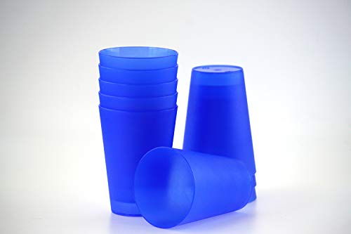 S&S-Shop 25 Trinkbecher 400 ml blau, Hartplastikbecher für Party, Kinderbecher, stapelbare Plastikbecher 0,4 l, Mehrweg Kunststoffbecher, Zahnputzbecher & Cocktailgläser Plastikb