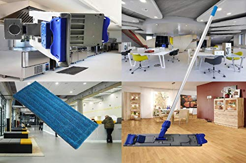 Balai Nettoyage Professionnel Toutes Surfaces - avec Microfibre Duo - 400 lavages, Support à Plat Easy Flex et Manche Aluminium réglable