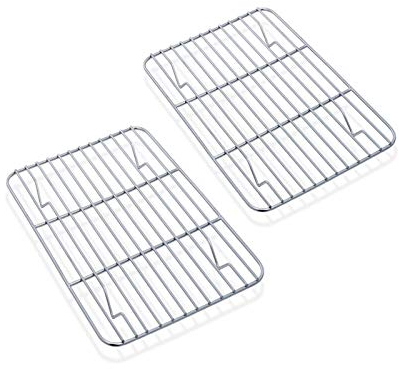 TEAMFAR - Set di 2 griglie di raffreddamento, in acciaio INOX, per arrosti, grigliare, raffreddare, 21,5 x 16 x 1,5 cm, sane e durevoli, antiruggine e lavabili in lavastoviglie