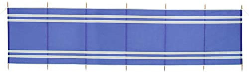 Hi-Gear 7-Pole Retro Style Wooden Windbreak with 6 Panels, Portable, Lightweight & Durable Wind Breaker, Privacy Screen, Ideal for Camping, Festivals, Caravanning, Beach, includes Carry Bag, Blue