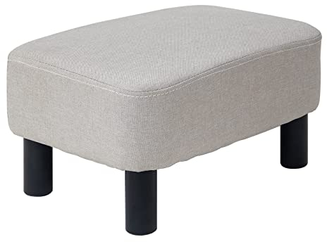 IBUYKE Hölzerner gepolsterter Fußschemel Osmanischer Hocker Hocker Niedriger Hocker Stoff Sofahocker Kleines modernes Wohnzimmer Rechteckiger Hocker mit gepolstertem Sitz, einfarbig RF-BD213