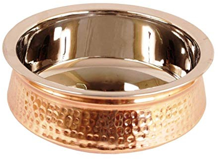 OSNICA 1 bol de service indien pour céréales, soupe, aliments cuits, plats de service, plats de service en cuivre, acier Handi (taille 13 cm (300 ml)