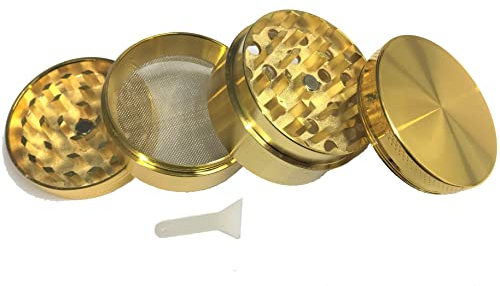 Herb Grinder 4 Parts 40mm or 4 Parts 50mm Zinc Alloy Grinder with Chamber and Pollen Catcher Premium Grinder with Magnetic Top for Dry (4 Part 40mm Gold)