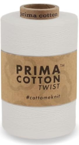 1000 Meter Baumwollgarn 0,8 mm von fuwi zum Stricken, Häkeln, Weben, Farbe: Farbe: Weiß