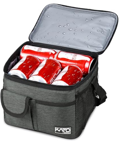 Kato Tirrinia Kühltasche Klein, 8L, Isolierte Lunchtasche für Arbeit, Studenten, Faltbar Auto Kühlbox, Tragbare Brotdose für Herren und Damen, Picknicktasche für Reise, Strand, Camping, Holzkohle