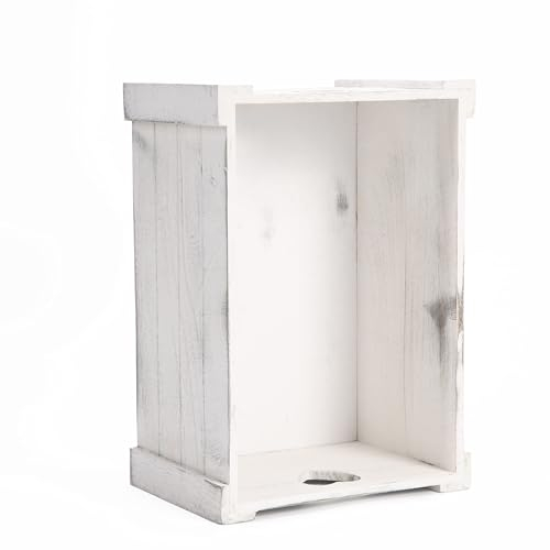 Wickerfield Small Wooden Box, Gift Basket, Wood Crate Boxfor Storage, Wood Storage Boxes, Wooden Crate Basket (White Wash, Medium)