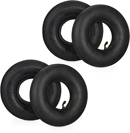 Relaxdays Schubkarrenrad mit Schlauch, 2er Set Ersatzreifen, 3.00-4, luftbereift, für Schubkarre, bis 125 kg, schwarz