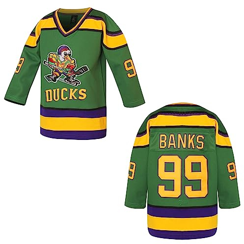 Youth Ducks Jersey 96 Charlie Conway Adam Banks Mighty Duck Shirt Movie Ice Hockey Jersey for Boys' S-XL (X-Large,Youth 99 Green)