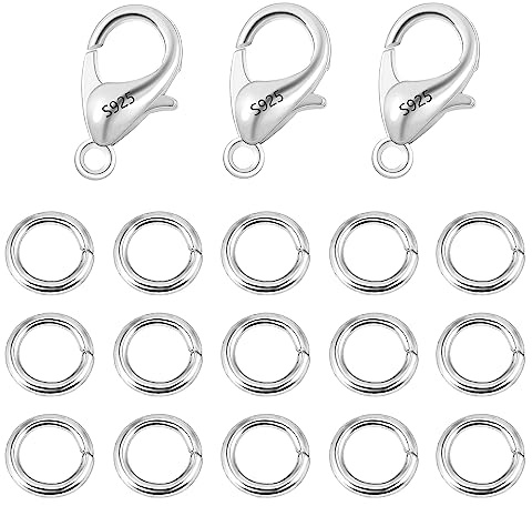 23PCS Silver Lobster Clasps Small Lobster Claw Rings Set for Jewelry Making | Small Lobster Clasps with Jump Rings Italian Claws Clasps Necklace Bracelet Chains Repair Link Jewelry Making Craft Supplies
