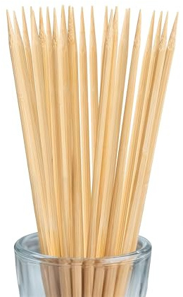 DaTpuik 12 inch Natural Bamboo Skewers for Grilling，Chocolate Fountain，Kabob，Crafts，Barbecue，Flower Bouquet， Bouquet Wrapping Paper. Diameter=4mm. More Size Choices 6/8/10/12/36(100 PCS)