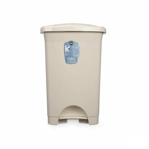 BigBuy Home Papelera con Pedal Beige Plástico 50 L (3 Unidades)