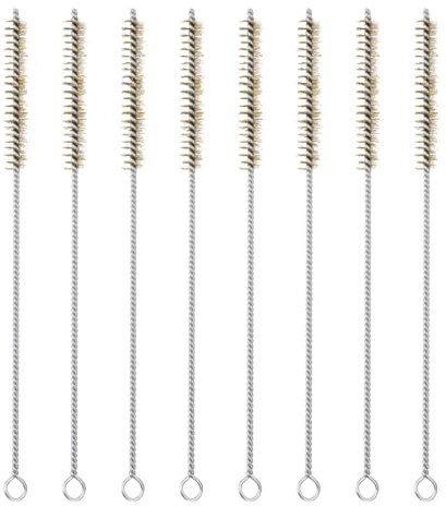 PATIKIL 12 Wire Tube Brush, 8Pcs 0.6 Diameter Brass Wire Tube Brush Pipe Cleaning Supplies for Auto Parts, Bottles, Tubes, Brass Tone
