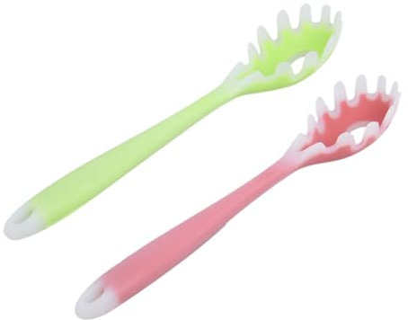 FUNOMOCYA 2pezzi Cucchiaio Per Spaghetti in Silicone Per Scolare Liquidi Bordi Seghettati Per Raccogliere Spaghetti Utensile Da Cucina Per Pasta e Noodles