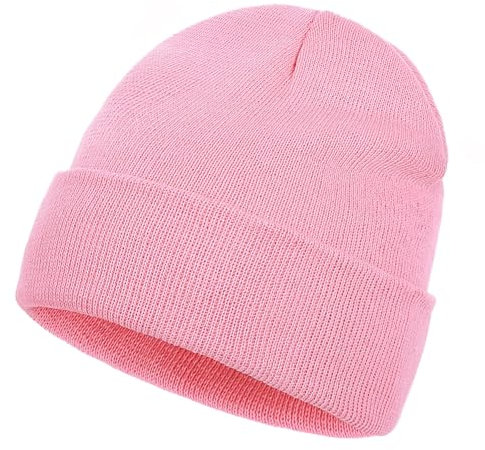 Vxcbad Mütze Damen Mütze Herren Mütze Wintermütze Strickmütze- Unisex Klassisch Kuppeldeckel - Unifarbene Gerippt Wintermütze (Rosa)