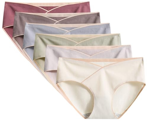 AOOPOO Confezione da 6 Mutande per Donne Incinte Cotone Hipster Senza Cuciture maternità Mutandine per Donne Gravidanza Postpartum per Gravidanza sotto Il Pancione Slip Bikini