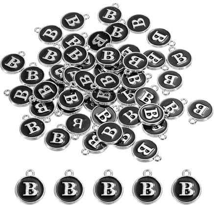 QUARKZMAN Bokstav-A emalj bokstavsberlock smycke emalj initialberlock svart hänge för smyckestillverkning, armband, hantverk, förpackning, S, Legerat stål, Ingen ädelsten