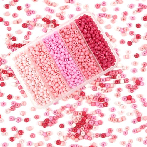 TOAOB Rosa Serie 3 mm Glaspärlor För Trådning 1 500 Stycken Rund Pärlor Set 50 Gram Fröpärlor För Gör-Det-Själv Armband Halsband Pyssel Smyckestillverkning