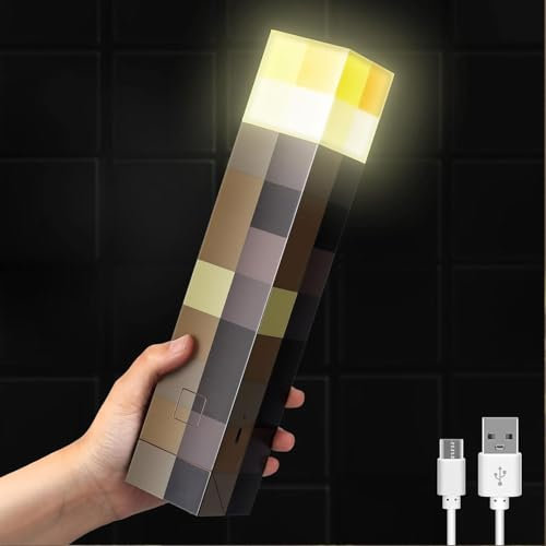 LED Wall Torch Night Light,USB Rechargeable Lighting,Light-up Wall Torch with 3 Lighting Levels,11 Inch Bedside Lamp Gaming Room Decor, Hallway Decor,Home Decor Room,Video Game Gifts and Collectibles