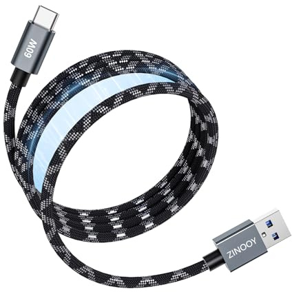 Magtame Magnetisk USB C-kabel, 60W USB-A till USB-C Snabbladdning, 1M Lindad Robust Nylonväv, Kompatibel med iPhone 16/15, Samsung Galaxy S24/S23, Huawei
