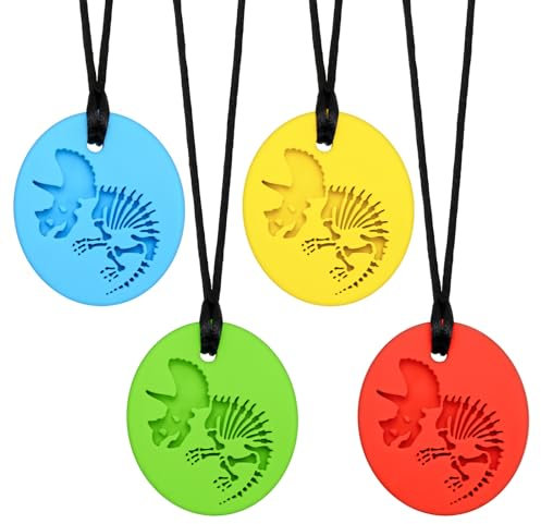 CLDY 4 Stück Kaukette für Kinder, BPA-frei, Autismus-Spielzeug für Jungen und Mädchen, beisskette für kinder, Sensory Kauen Halskette, perfekt für Kinder mit ADHS, Beißende, Fingernägel Kauen