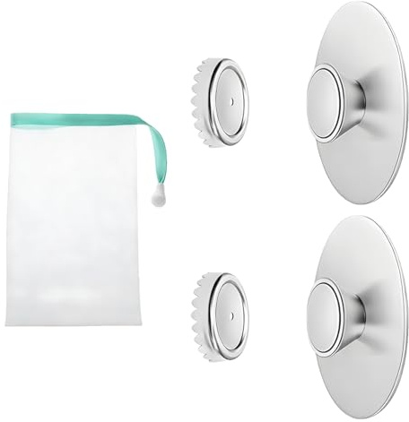 Aihoom 2 portasapone magnetico con rete schiumogena, porta sapone magnetico, senza foratura, ventosa solida, adatto per cucina e bagno (rete schiumogena di colore casuale)