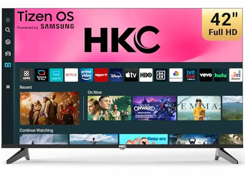 HKC 42 inch FHD Smart TV, Tizen OS 1080P Television with Netflix Disney+ Gaming Hub Dolby Audio, Screen for Bedroom Living Room, Made in the UK