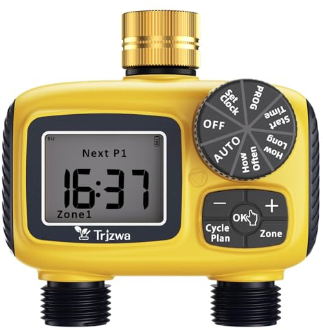 TRJZWA Ordenador Riego 2 Salidas Programador Riego Entrada Latón IP55 Agua