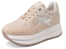 QUEEN HELENA Zapatillas de plataforma altas Zapatillas de deporte Casual Mujer X32-32, X34 25 Beige, 41 EU