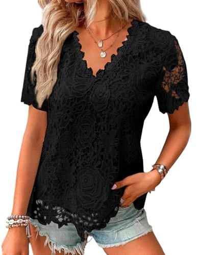 Blusas de Mujer Elegantes, Lencero Blanca Tul Tops, Blusas Top Basica Tirantes Elegantes Rojo Camiseta Negra, Negra Encaje Termica Jersey Fiesta Mujer XXL