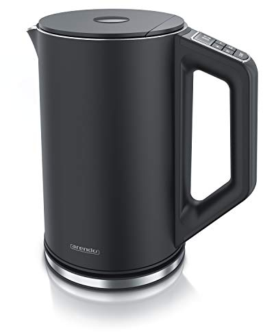arendo - Bollitore Acqua Elettrico in Acciaio Inox - Modello Elegant - 1,5 Litri - 2200 W - Regolazidone della Temperatura da 40 a 100°C - Design a parete doppia - Nero