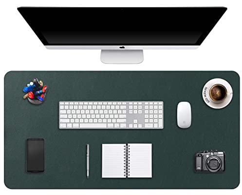 DOBAOJIA Erweitertes Mausepad Große Mausmat XXL Schreibtischmatte Schreibtischunterlage für Laptop/Tastatur/Maus Schreibblock, PU Leder Wasserdicht + Wildleder rutschfest 90 x 43cm (Dunkelgrün)