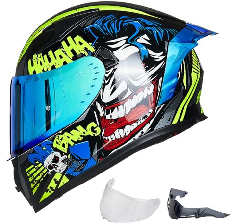 ILM fullface motorcykelhjälm man kvinna-Motorcykelhjälm med 2 visir Pinlock-kompatibel klar och tonad-Street Bike Motocross Casco ECE modell Z501