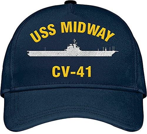 456 Trucker Cappello Modello di Nave Midway CV 41 Marina Militare Cappello Piatto per Adulto Normale Berretto Casual Unisex Visiera Baseball Sport