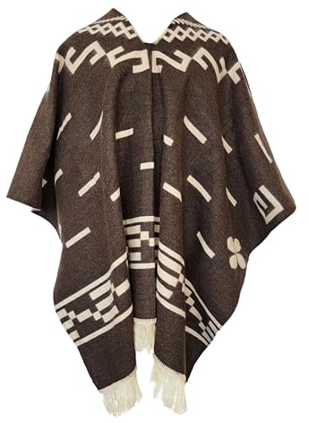 LATITUDE ZERO Clint Eastwood Alpaca Wool Poncho -Serape | Coat for Men One Size | Warm & Soft | Cowboy - Western - Style, (Brown)