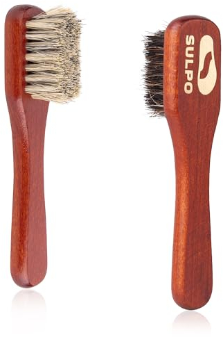 SULPO Brosse à crème - Brosse à chaussures - Brosses à chaussures en crin de cheval pour appliquer du cirage et de la cire à chaussures - Brosse douce - Bois de hêtre - Brosse à cuir - Brosse à saleté