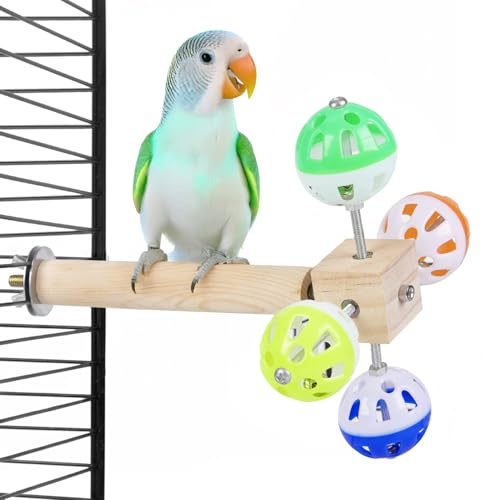 Matutinus Bird Stand Perch Toy with Rotating Balls, Bird Toys for Parakeets, Ideal for Parakeets, Cockatiels & Lovebirds (NOT for Too Small BIRDCAGES - Avoid Unwanted Returns)(1PCS)